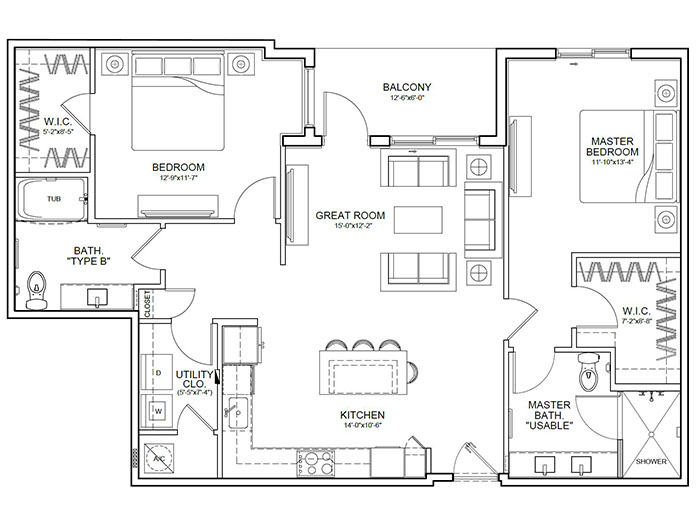 Farmington Senior Apartment Floor Plan at Wellington Bay